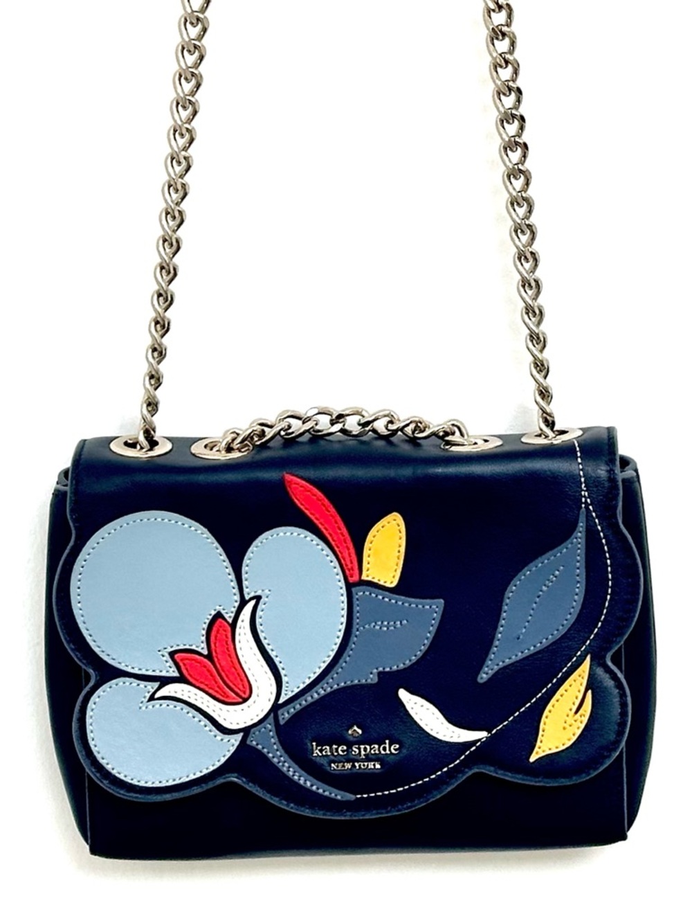 Kate Spade New York Briar Lane Floral Mini Emelyn Crossbody Bag in Navy Blue
